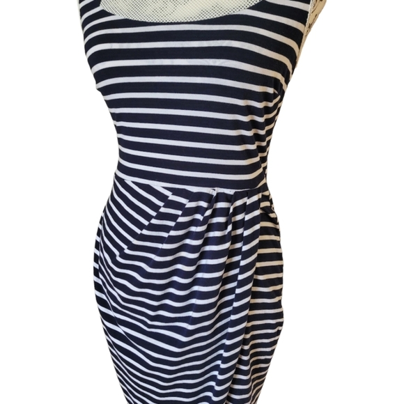 Belle Badgley Mischka striped cotton sleeveless dress size 4 - Picture 3 of 16